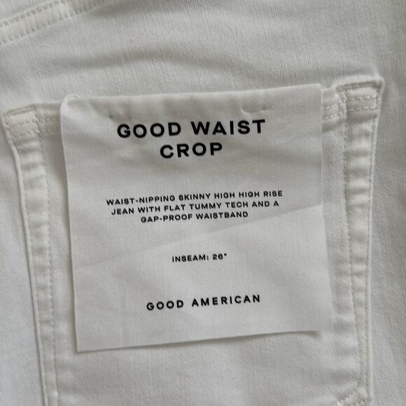 Good American Good Waist Crop Distressed Jeans White Size 12/31 - Picture 7 of 8